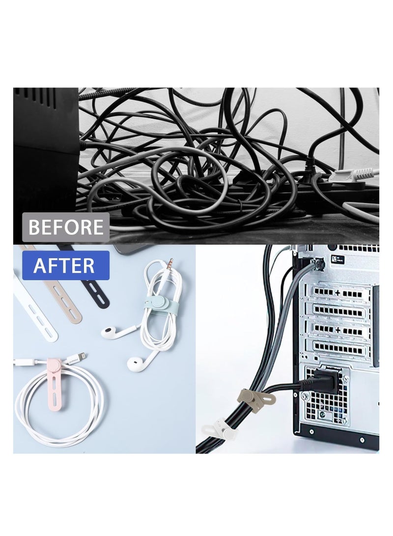 YelaJoy 25 Pcs Silicone Cable Ties, Reusable Cable Ties,Cable Organizer,Wire Management For Organizing Home, Office And Data Centers (5 colours） - Image 4