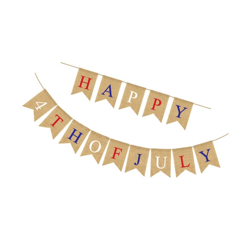 Linen Bunting Banner with Magnetic Heart Charm for Outdoor Party Decor - Image 2