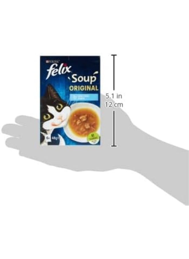 Purina Felix SOUP Original 2x with Cod, Tuna and Plaice, 48 gm, Pack of 6 Blue