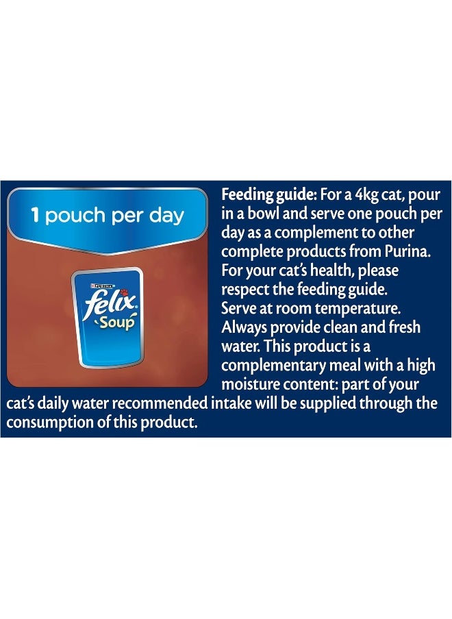 Purina Felix SOUP Original 2x with Cod, Tuna and Plaice, 48 gm, Pack of 6 Blue