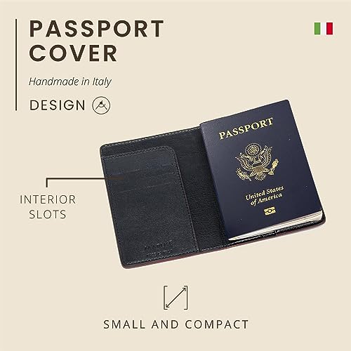 Maruse Italian Leather Passport Cover for Men and Women, Handmade in Italy, Black - Image 3