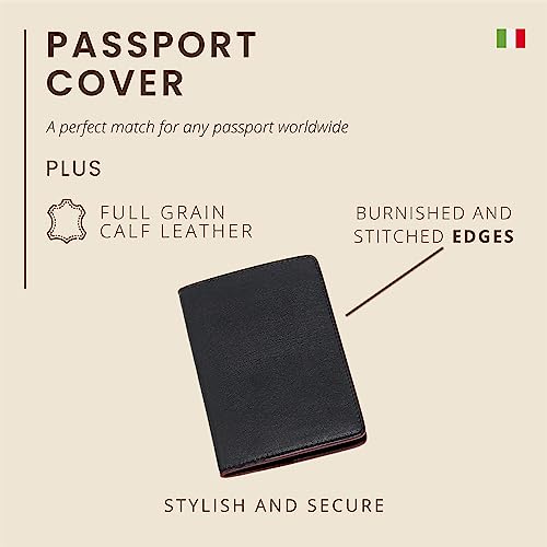 Maruse Italian Leather Passport Cover for Men and Women, Handmade in Italy, Black - Image 2