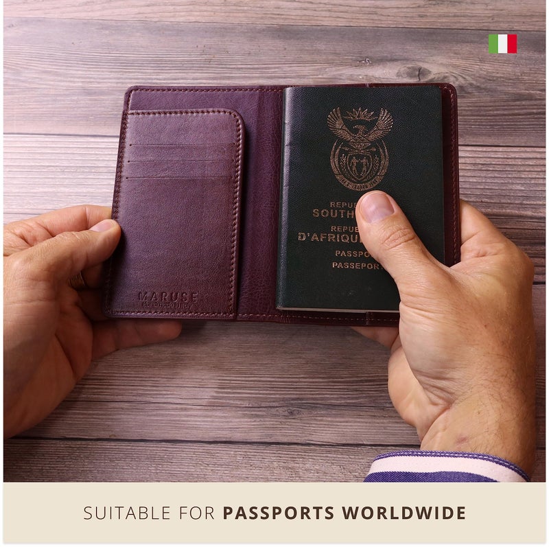 Maruse Italian Leather Passport Cover for Men and Women, Handmade in Italy, Black - Image 4