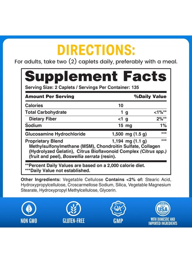 VITAMIN WORLD Vitamin World Triple Strength Joint Mover, Glucosamine Chondroitin with MSM Joint Support Supplement, Collagen & Boswellia Serrata Extract, Support Joint Strength, Comfort & Flexibility, 270 Caplets  - Image 2