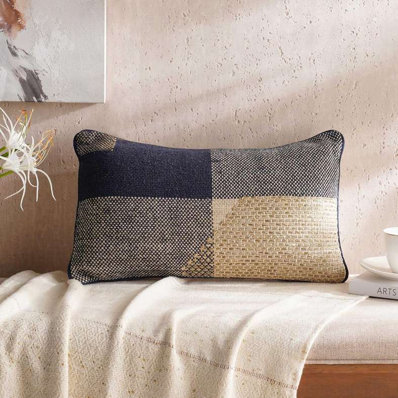 Pan Home Ohio Plaid Jazz Down Alternative Filled Cushion 30x50cm - Blue - 123WWL9900205 - Image 1