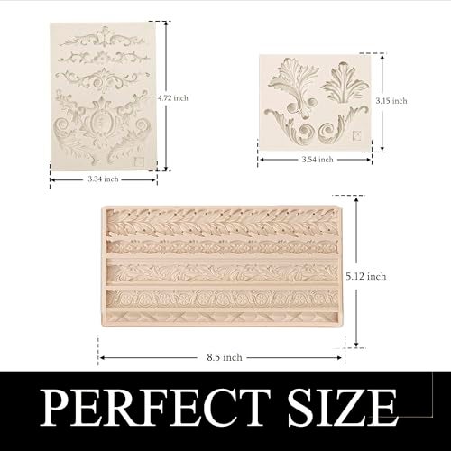 muyulin Baroque Silicone Molds, Border Chocolate Scroll Fondant Molds, for Baroque Cake, Lace Cake Cupcake Decorating, Candy, Polymer Clay, Resin, in Christmas, Halloween, Birthday Party - Image 2