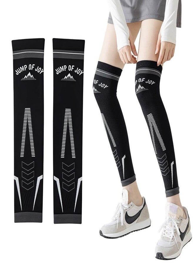 برو بيروس دعامة الساق Proberos®، دعامة للركبة للنساء لتخفيف الألم، قطن ماص للرطوبة، دعامة ضغط أنيقة فوق الركبة للساق للجري، والقفز، واللياقة البدنية، والتمارين الرياضية، أسود - Image 1