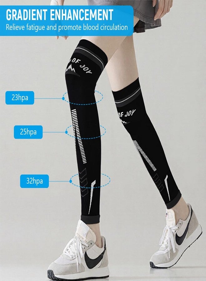 برو بيروس دعامة الساق Proberos®، دعامة للركبة للنساء لتخفيف الألم، قطن ماص للرطوبة، دعامة ضغط أنيقة فوق الركبة للساق للجري، والقفز، واللياقة البدنية، والتمارين الرياضية، أسود - Image 4