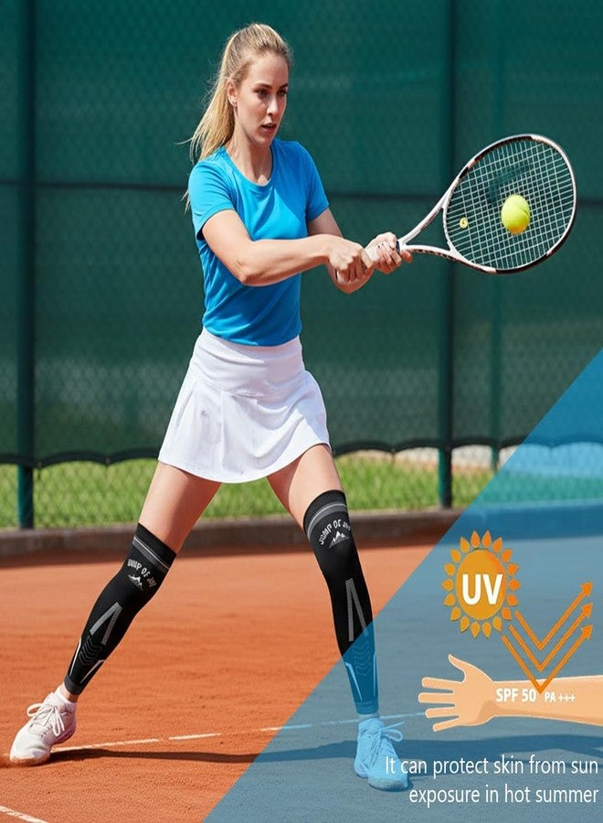 برو بيروس دعامة الساق Proberos®، دعامة للركبة للنساء لتخفيف الألم، قطن ماص للرطوبة، دعامة ضغط أنيقة فوق الركبة للساق للجري، والقفز، واللياقة البدنية، والتمارين الرياضية، أسود - Image 5