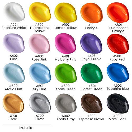 ARTEZA Craft Acrylic Paint 2 ounce Bottles WaterBased Matte Finish Paints Art Supplies for Glass Wood Ceramics Fabrics Leather Paper - Image 3