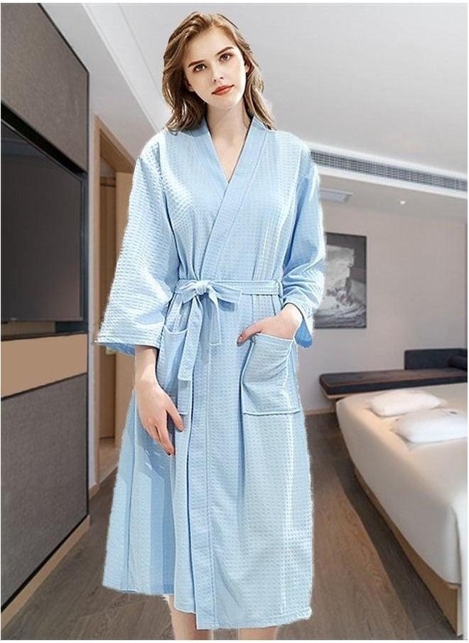 HOMESTAR Fashion Waffle Weave Bathrobes, Couple Robes, Kimono Robes with Soft Shine Pockets Bathrobes Bathrobe Pajamas Bath Towels, Bathroom, Resort Hotel Spa, Great for After Shower or Swim,L  - Image 3