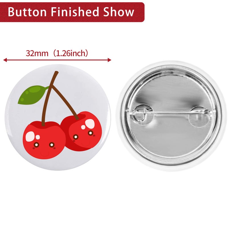 Onemorello 200 Sets Button Maker Supplies, 32mm / 1.26 inch Button Supplies Buttons Parts, (Approx. 1.25 inch) Metal Blank Badge Parts with Blank Paper for Buttons Maker Machine Pin Maker Press - Image 4