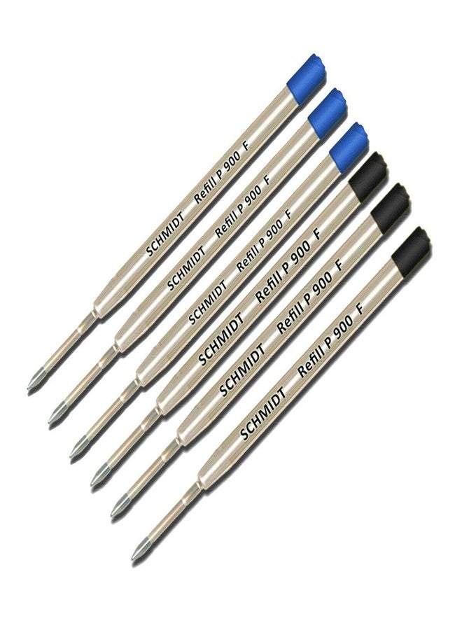 Lanier Pens Lanier Combo Pack - 6 Pack - Schmidt P900 F Parker Style Ballpoint Refill Blue/Black Ink Fine Tip - Image 1