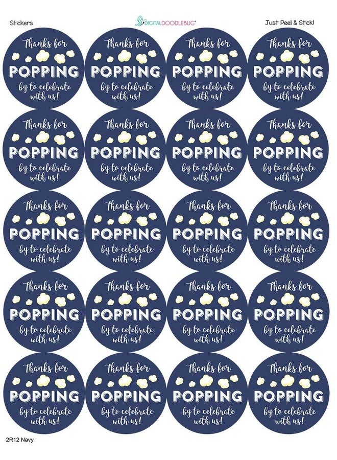 Digitaldoodlebug 1.9 Inch Thanks for Popping by Wedding Stickers Set of 60 (Navy) - Image 3