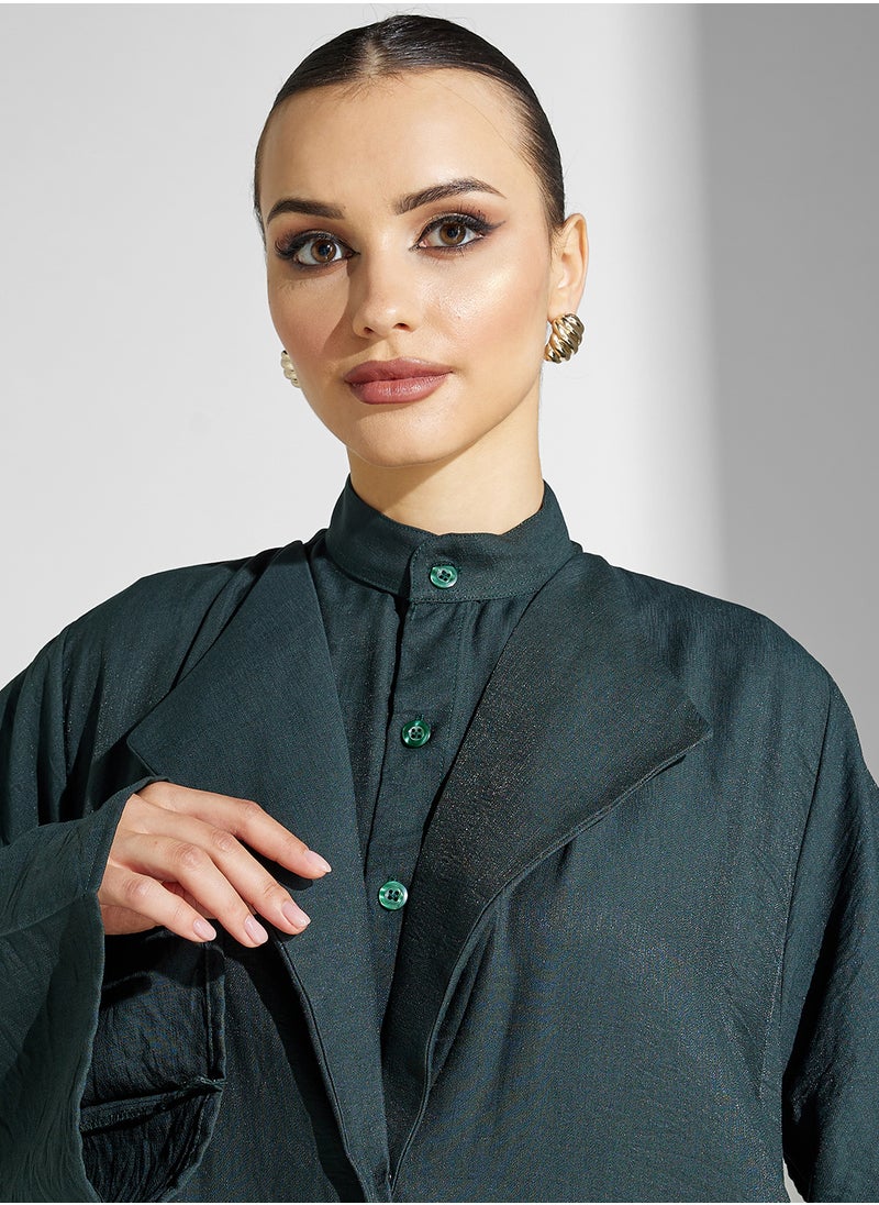hayas closet Collared Button Detailed Abaya  - Image 3