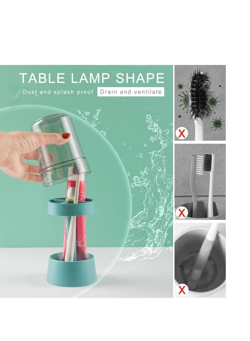 Excefore حامل فرشاة الأسنان مع أكواب فرشاة الأسنان غطاء، حامل معجون الأسنان مع 3 فتحات، حامل منظم تخزين الأسنان لفرشاة الأسنان الكهربائية معجون الأسنان أبيض - Image 3