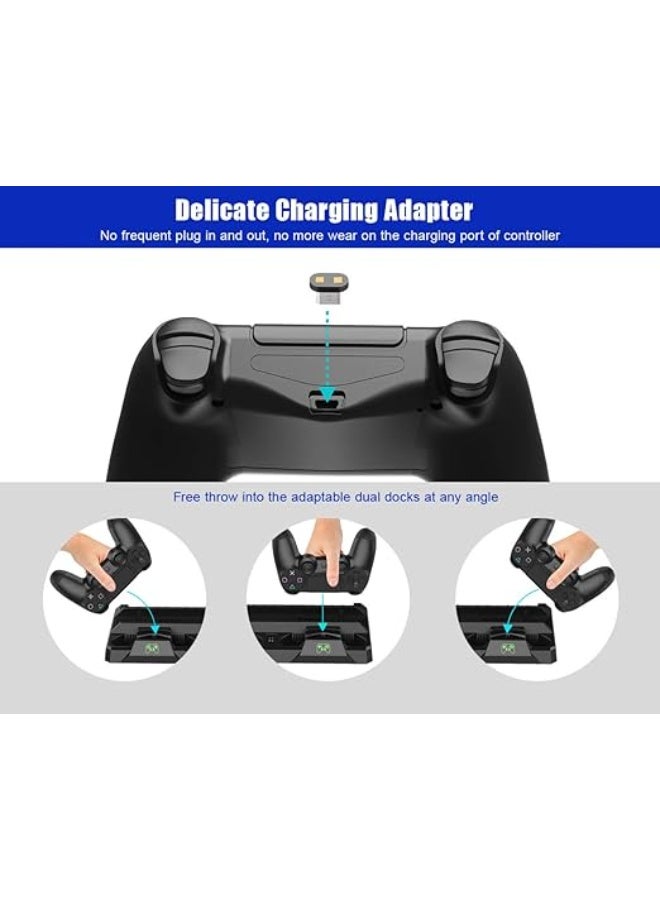 Vertical Charging Stand with Cooling Fan for PS4, PS4 Slim & PS4 Pro – Dual Controller Dock, 16 Game Storage & Accessories Organizer - Image 2
