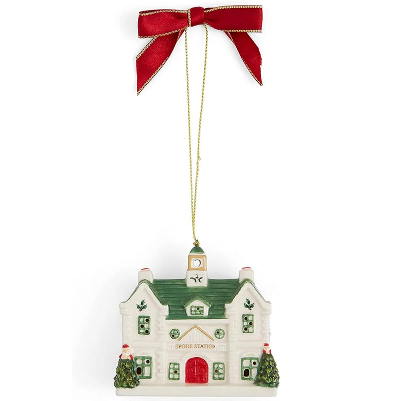 سبود Spode Christmas Tree Village Train Station Ornament - زخرفة مع LED Light - Holiday Delged D؟ Cor الحلي عيد الميلاد الاحتفالية لهواة جمع العطلات - زخرفة العطلات التقليدية - Image 1