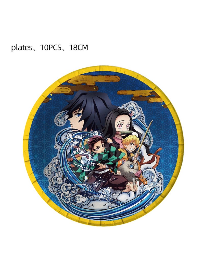 مستلزمات حفلة عيد ميلاد بتصميم "قاتل الشياطين" مع أدوات مائدة لعشرة أشخاص، تشمل زينة الحفلات مثل لافتة وبالونات - Image 4