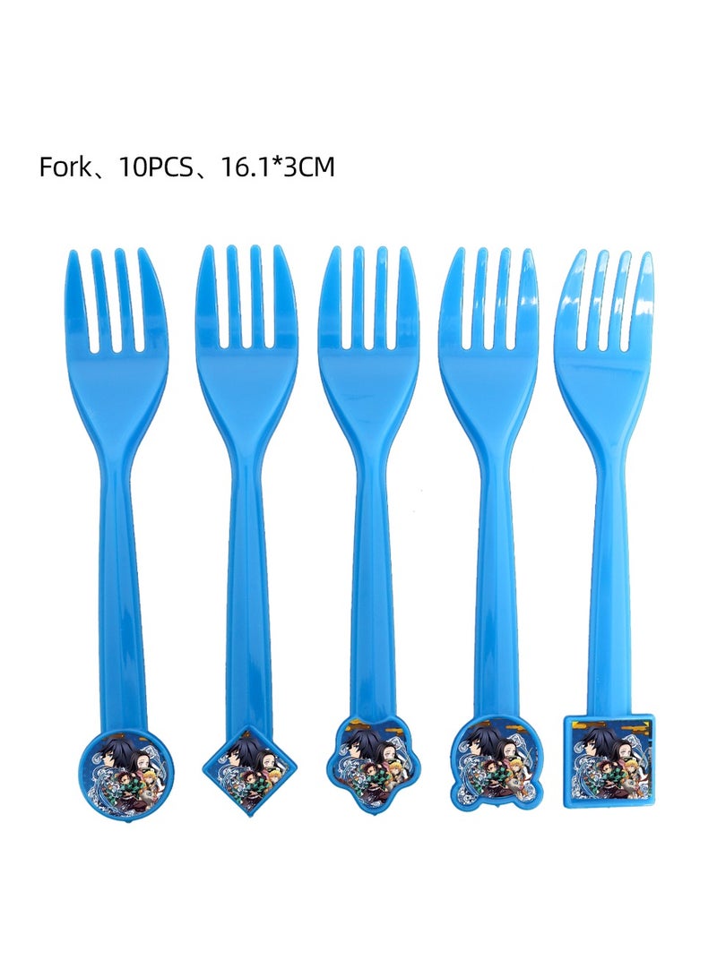 مستلزمات حفلة عيد ميلاد بتصميم "قاتل الشياطين" مع أدوات مائدة لعشرة أشخاص، تشمل زينة الحفلات مثل لافتة وبالونات - Image 5