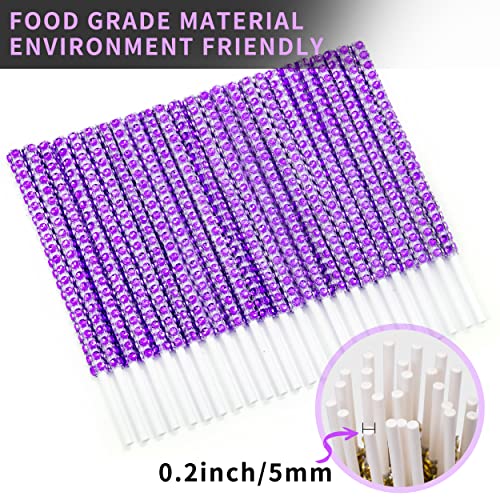 MGWOTH 25 PCS Bling Cake Pop Paper Sticks,Glitter Rhinestone Lollipop Treat Sucker Sticks,Diamond Wrap Candy Holder for Chocolate Fruit Marshmallow Dessert Wedding Showers Buffet Table Party Christmas - Image 2