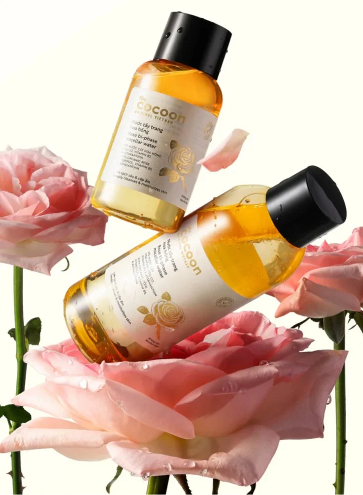 The Cocoon Original Vietnam  Rose Bi-Phase Micellar Water 140ml – Makeup Remover & Hydrating Cleanser with Rose Extract for Soft, Clean Skin  | Best Price UAE