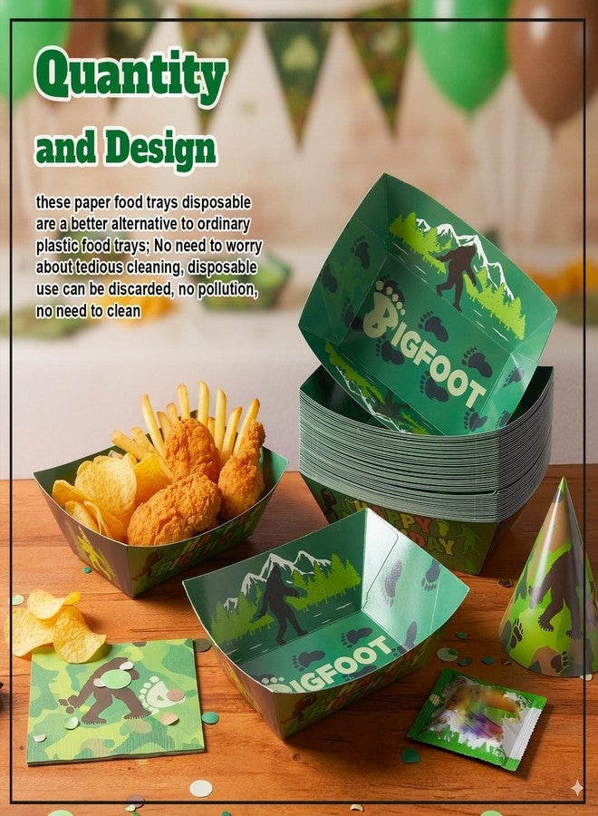 ForraFun 50 Pcs Bigfoot Paper Food Trays, Bigfoot Themed Birthday Decorations Party Supplies, Mysterious Sasquatch Disposable Food Boats for Hot Dogs Snacks Tacos Fries Jungle Party - Image 5