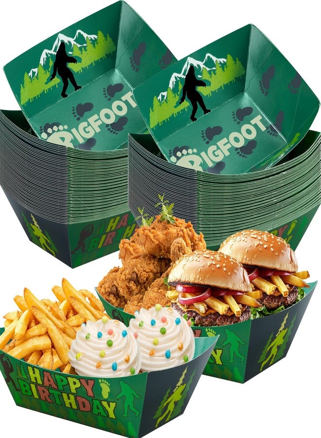 ForraFun 50 Pcs Bigfoot Paper Food Trays, Bigfoot Themed Birthday Decorations Party Supplies, Mysterious Sasquatch Disposable Food Boats for Hot Dogs Snacks Tacos Fries Jungle Party - Image 1