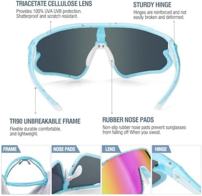 DUCO Kids Sunglasses Polarized UV Protection 400 - Kids Sports Sunglasses Boys with Lightweight TR90 Frame - Youth Baseball and Cycling Sun Glasses for Boys & Girls -  DK268 - Image 5