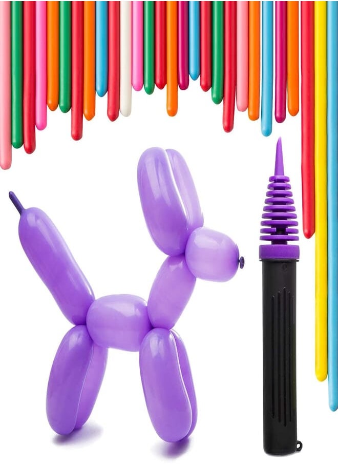 KASTWAVE Olefu 200 Twisting Balloons with Hand Pump - Double Action Pump for Sculpting Balloon Animals. Premium Balloons, Birthdays Wedding Anniversaries Party Decorations Multicolor, Risk-Free 