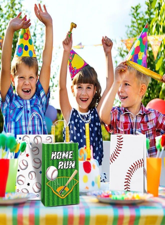 JOYGATHER 24 Pcs Baseball Party Favors Bags with Handles, Baseball Goodie Gift Candy Treat Snack Paper Bags with 3 Different Types for Birthday Party Supplies - Image 5
