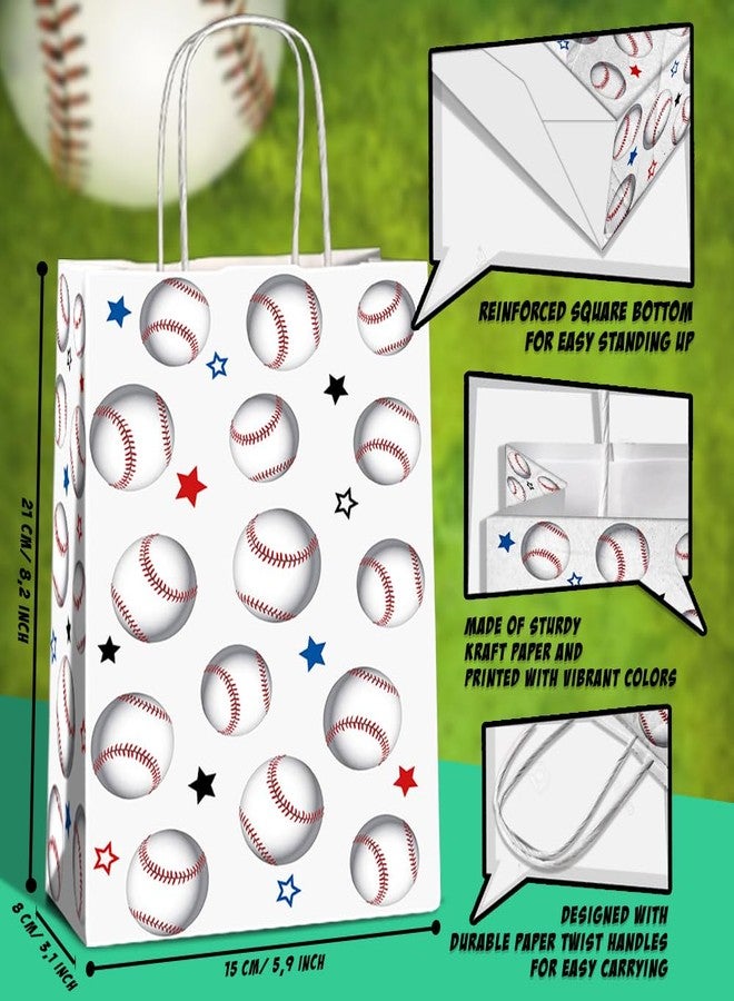 JOYGATHER 24 Pcs Baseball Party Favors Bags with Handles, Baseball Goodie Gift Candy Treat Snack Paper Bags with 3 Different Types for Birthday Party Supplies - Image 2