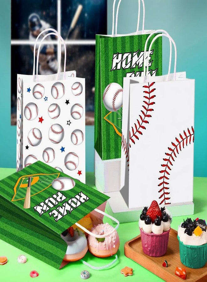 JOYGATHER 24 Pcs Baseball Party Favors Bags with Handles, Baseball Goodie Gift Candy Treat Snack Paper Bags with 3 Different Types for Birthday Party Supplies - Image 4