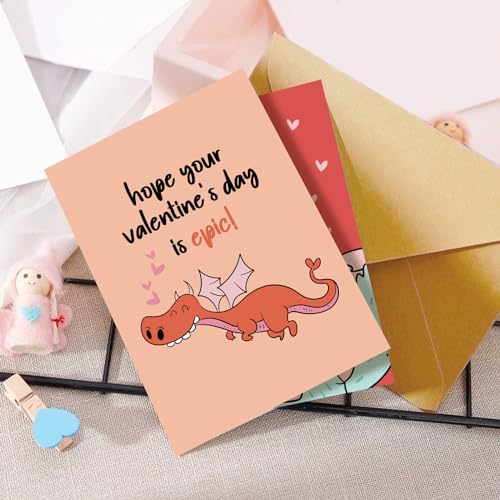 Obbyidk 24 Funny Valentine's Day Card Set, Assorted Pun Note Cards with Envelopes, Cute Valentines Cards Pack for Kids Student Classroom School, 4 x 6 In(8 Designs, 3 Each) - Image 4