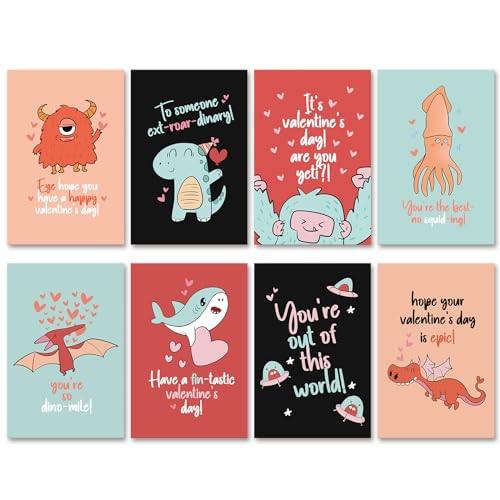 Obbyidk 24 Funny Valentine's Day Card Set, Assorted Pun Note Cards with Envelopes, Cute Valentines Cards Pack for Kids Student Classroom School, 4 x 6 In(8 Designs, 3 Each) - Image 1