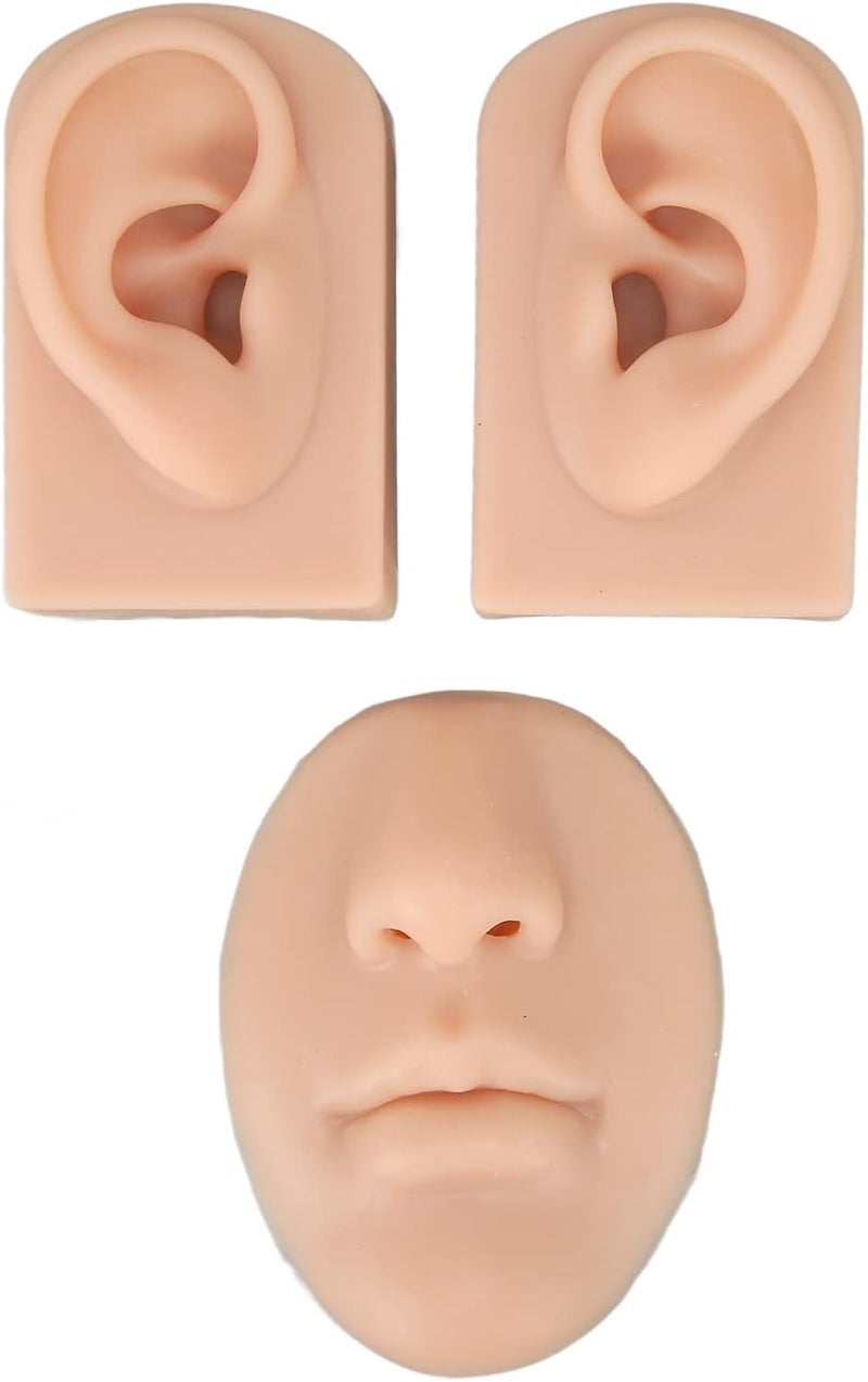 Jiawu Silicone Ear Model, Soft Silicone Nose Model, 3D Nose and Mouth Model for Piercing Practice, Silicone Body Parts, Human Ear Model, Silicone Flexible Model for Jewelry Display (#2)