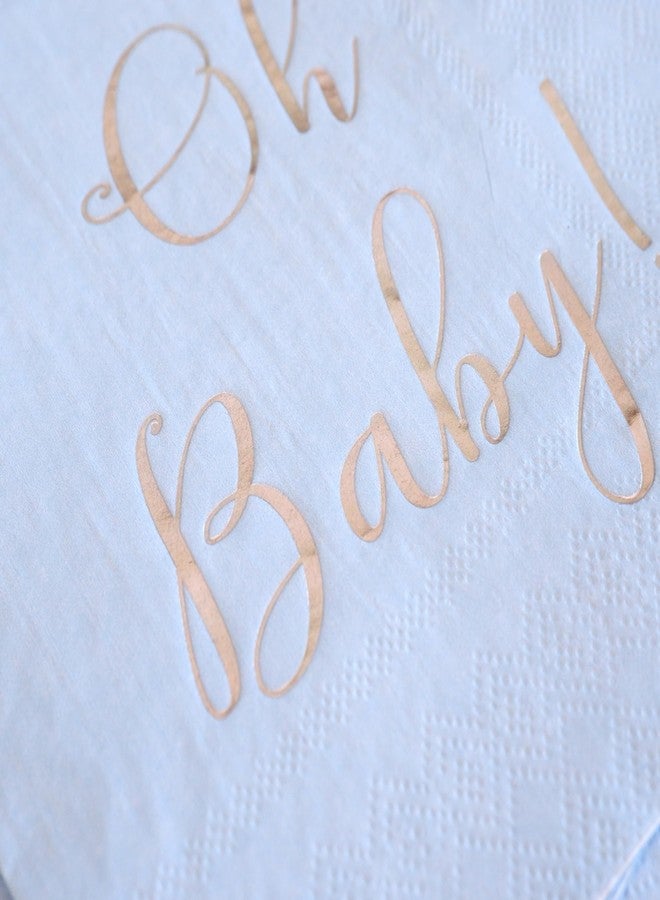 Partay Shenanigans Baby Shower Napkins - 50 Pack Disposable Paper Luncheon Cocktail Napkins with Foil "Oh Baby!" Folded 6.5"x6.5" for Boy Baby Shower Party (Blue with Silver) - Image 3