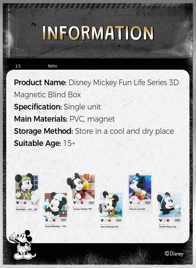 MINISO Disney Mickey Mouse Blind Box Fun in Life Series 3D Magnetic Vinyl Cute Mystery Animal Toy, Collectible Surprise Gift Figure Model Random Design for Home Decor Birthday Gifts, Single Box - Image 3