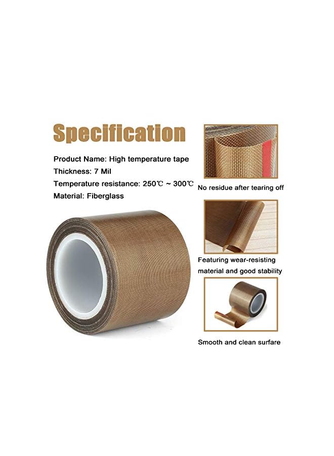 GCQQ Fabric Tape, 1/2 Inch 30 Feet Ptfe Tape For Vacuum Sealer Machine, Hand Impulse Sealers Insulation Ptfe Coated Fiberglass Adhesive Tape Compatible With Foodsaver, Seal A Meal, Weston, Cabella  - Image 4