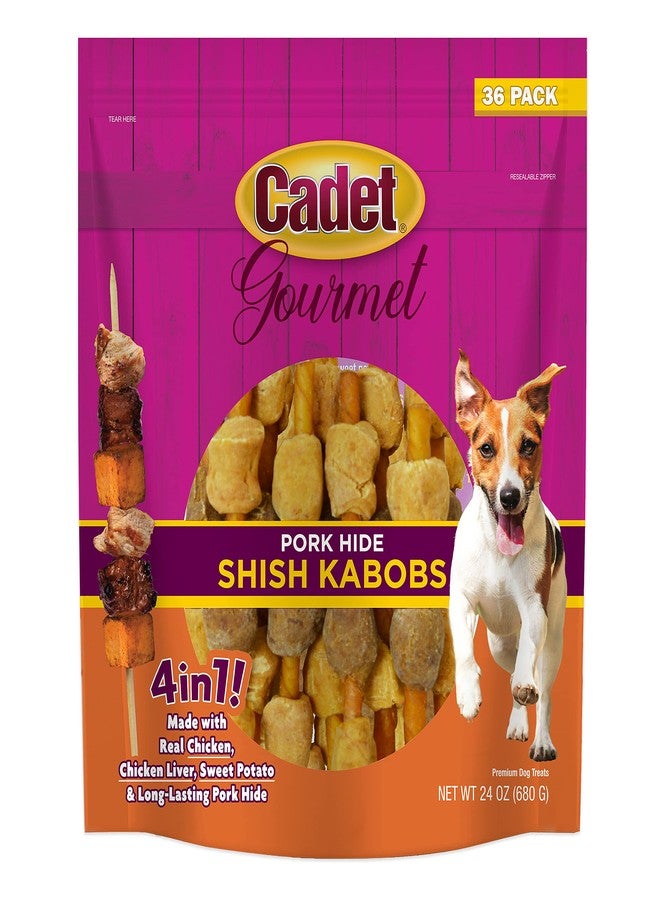 Cadet Gourmet Shish Kabob Dog Treats, Healthy Dog Chew Sticks for Dogs, Rawhide Chews with Chicken and Sweet Potato, Natural Pork Hide Twist Sticks, 5-Inch Sticks, 24 oz. Bag - Image 1