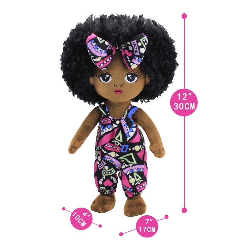 JUSTQUNSEEN Black Baby Dolls African American Doll Black Dolls 12'', Baby Dolls for Girls,Soft for Girls Stuffed Plush Doll for Girl (Small B-Pink) - Image 2