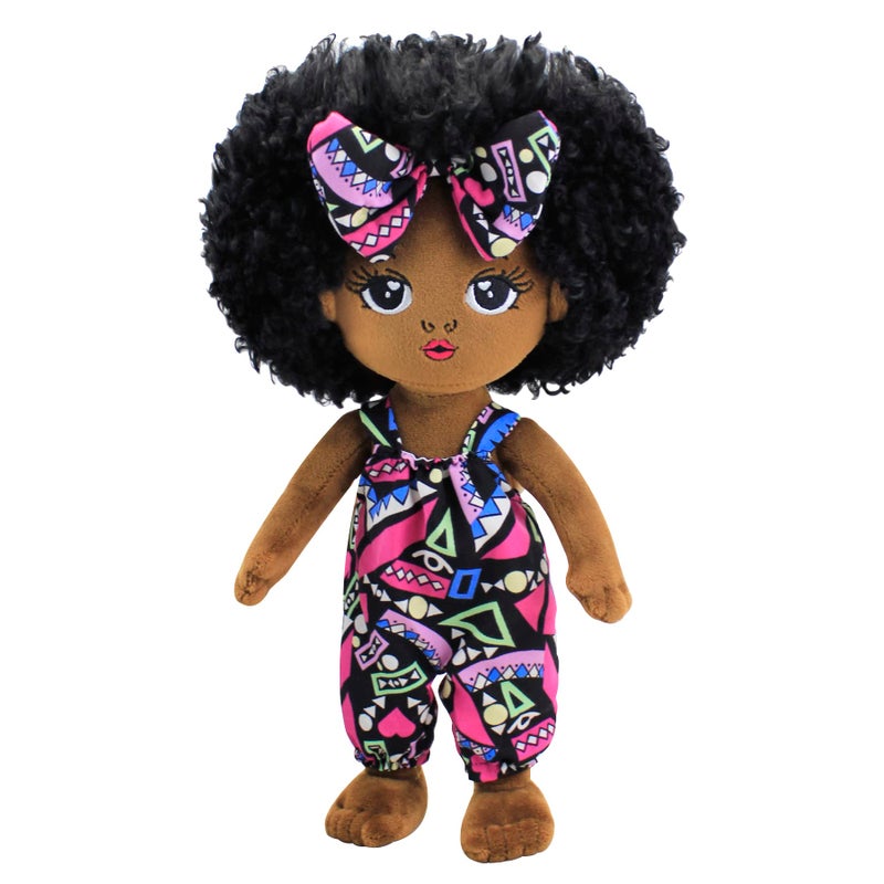 JUSTQUNSEEN Black Baby Dolls African American Doll Black Dolls 12'', Baby Dolls for Girls,Soft for Girls Stuffed Plush Doll for Girl (Small B-Pink) - Image 1