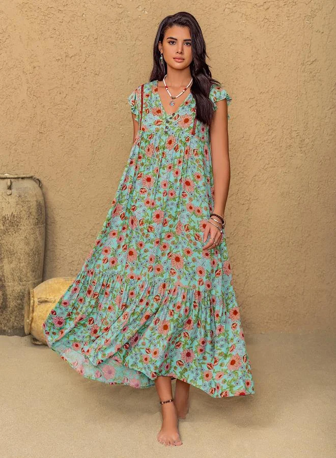Take Two Take Two Women V Neck Floral Maxi Dress