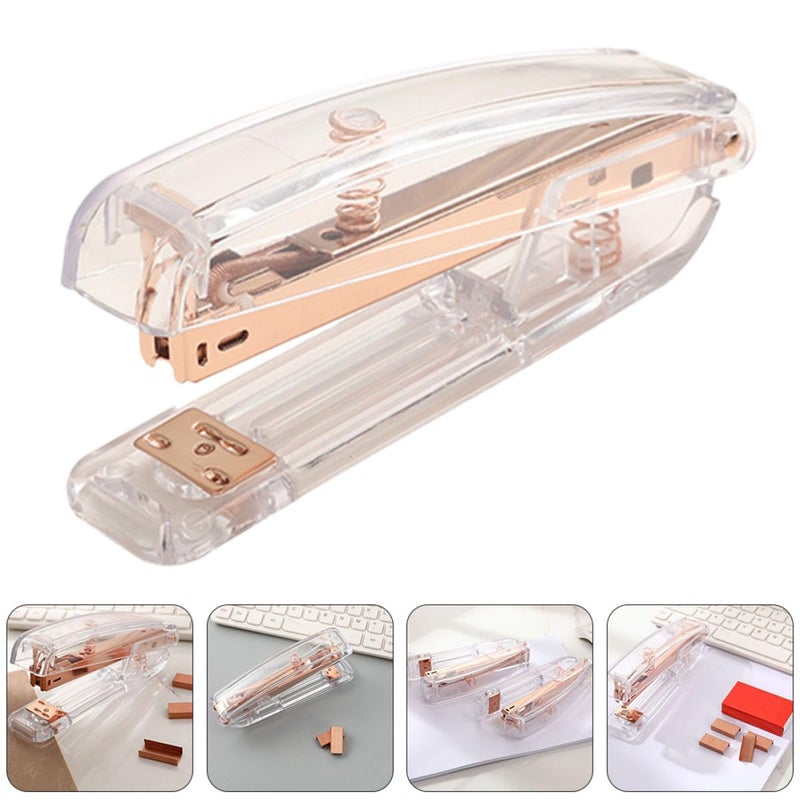 Portable Manual Stapler Tool Rose Gold Color for Office Home School Use - Image 4