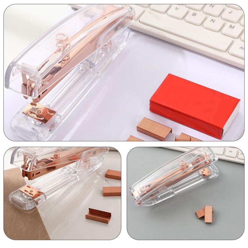 Portable Manual Stapler Tool Rose Gold Color for Office Home School Use - Image 5