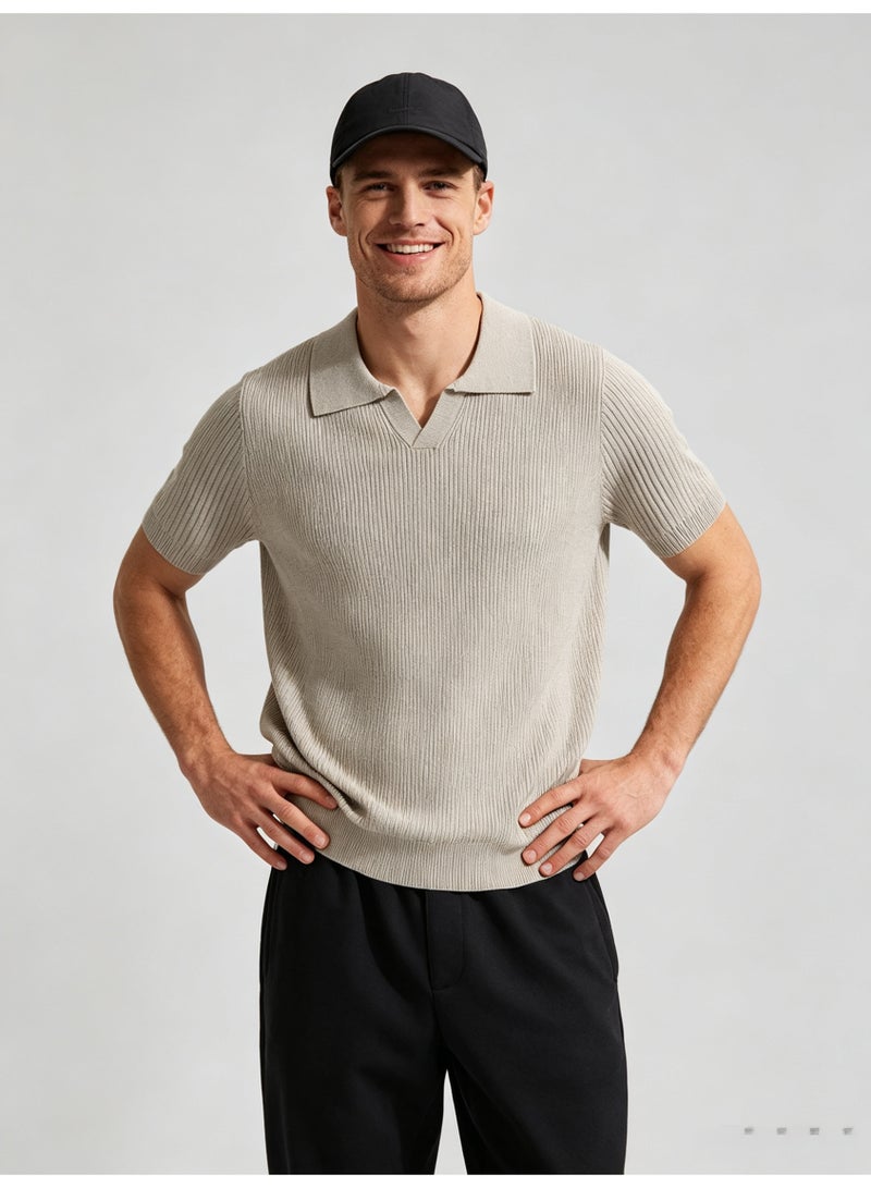 زارا Zara men's vertical knit short-sleeved Polo shirt - Image 3
