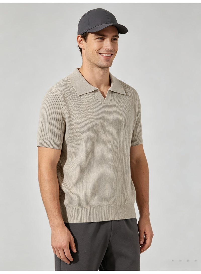زارا Zara men's vertical knit short-sleeved Polo shirt - Image 2