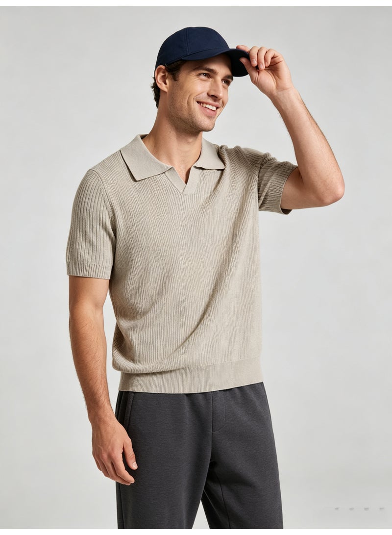 زارا Zara men's vertical knit short-sleeved Polo shirt - Image 1