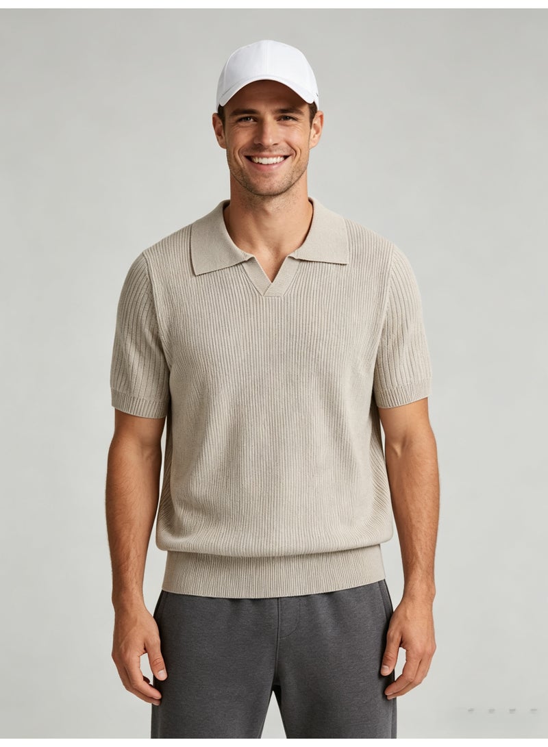 زارا Zara men's vertical knit short-sleeved Polo shirt - Image 4
