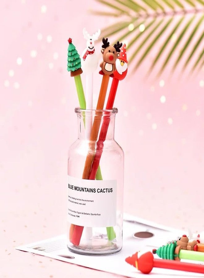 Le Delite 12-Piece Multi-Color Christmas Gel Pens - Santa Claus, Reindeer, Tree, Snowman & More - Fine Point, 0.5mm, Ambidextrous, Soft Grip, Water-Based Ink, Refill Included - Image 2